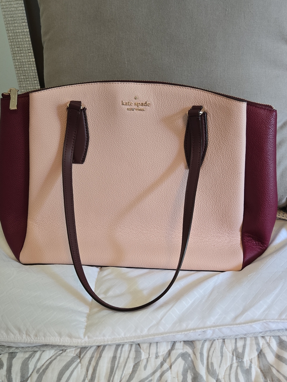 kate spade Two-Tone Blush Pink & Burgundy Tote